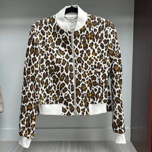 Linen Animal Print Bomber Jacket